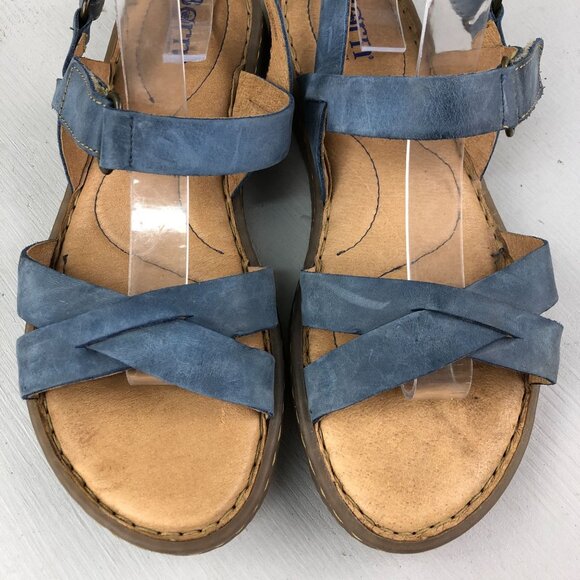 Born Women's Size 8 Jamez Blue Leather Open Toe Ankle Strap Casual Sandals - Picture 4 of 15